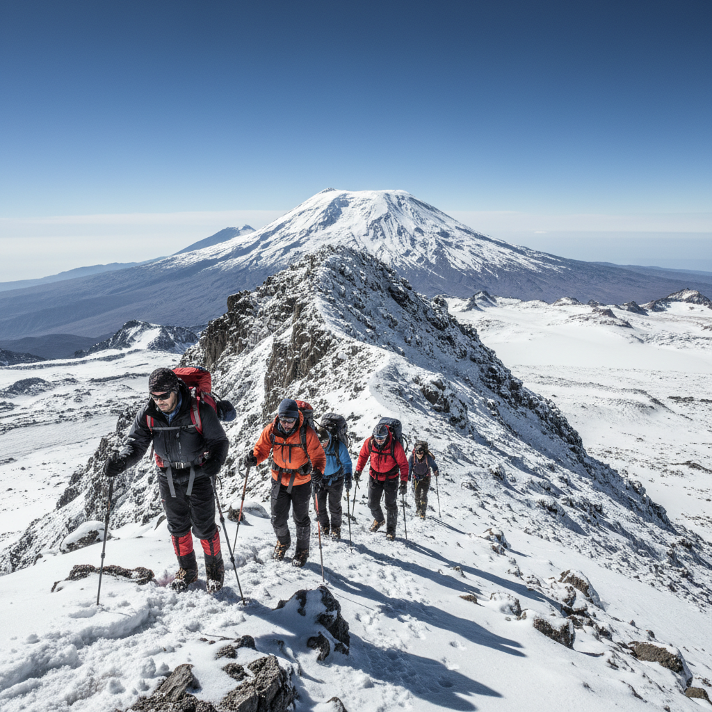 View across Kilimanjaro's alpine desert zone