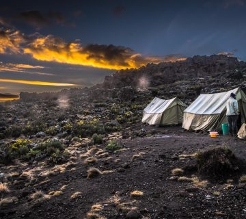 Cooking And Mess Tents At Sunrise - Third Cave